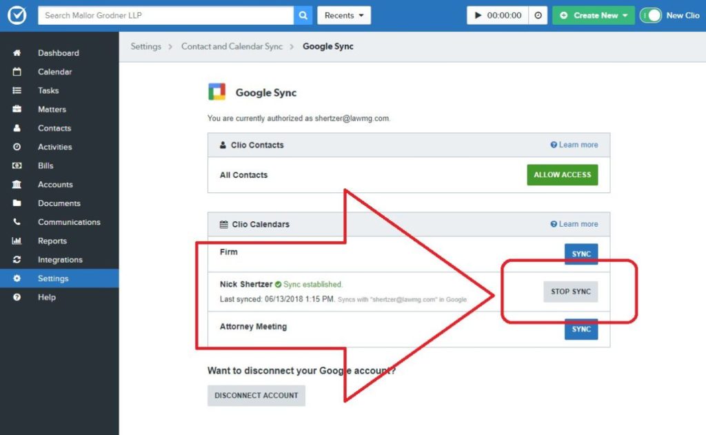 Resync Clio Calendar to G Suite with Google Sync NAS Technology